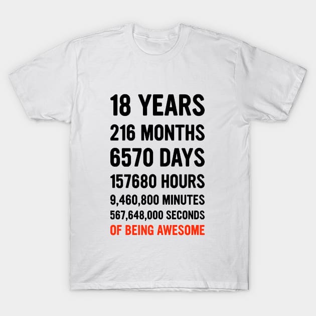 18th Birthday Countdown Of Being Awesome - Happy Birthday Funny Gift T-Shirt by dznbx